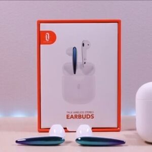 True Wireless Stereo Earbuds - White and Blue